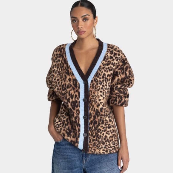 NWT KBB by KAHLANA Women's 'The Slouchy Cardigan' in Tan leopard - XL - Picture 1 of 3